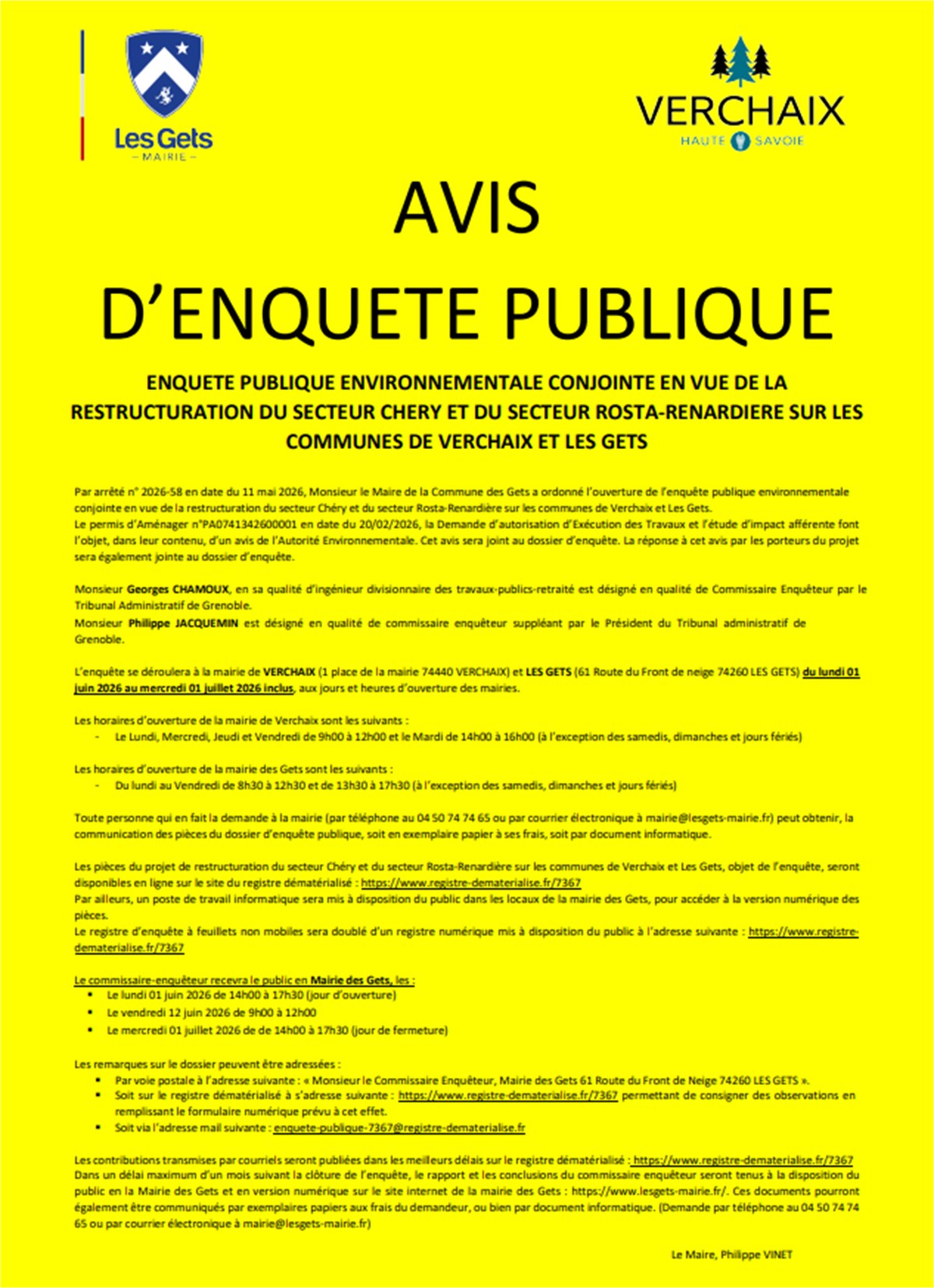 Avis d'enquête publique