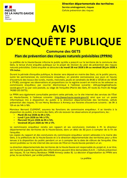 AVIS D’ENQUÊTE PUBLIQUE