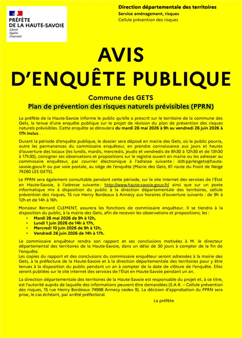 AVIS D’ENQUÊTE PUBLIQUE
