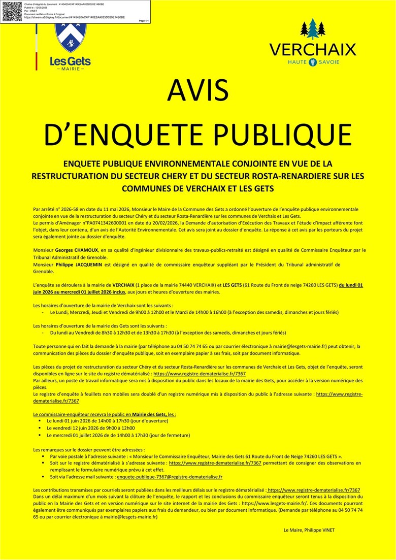 Avis d'enquête publique