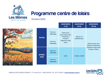 Les mômes : programme octobre 2025