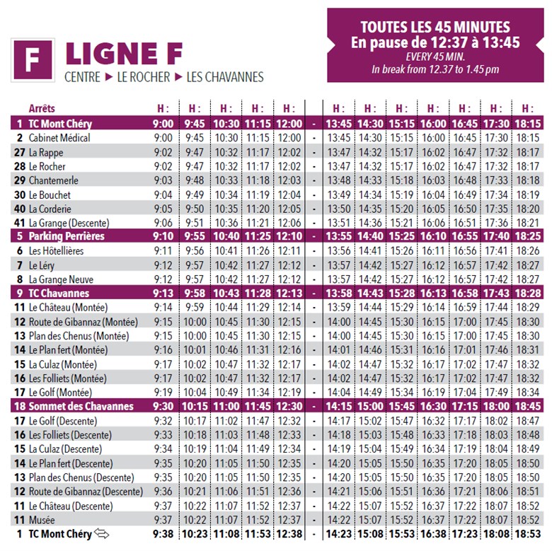 Horaires ligne F