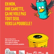 Une canette qui vole, en clin d’œil à l’oiseau du même nom 